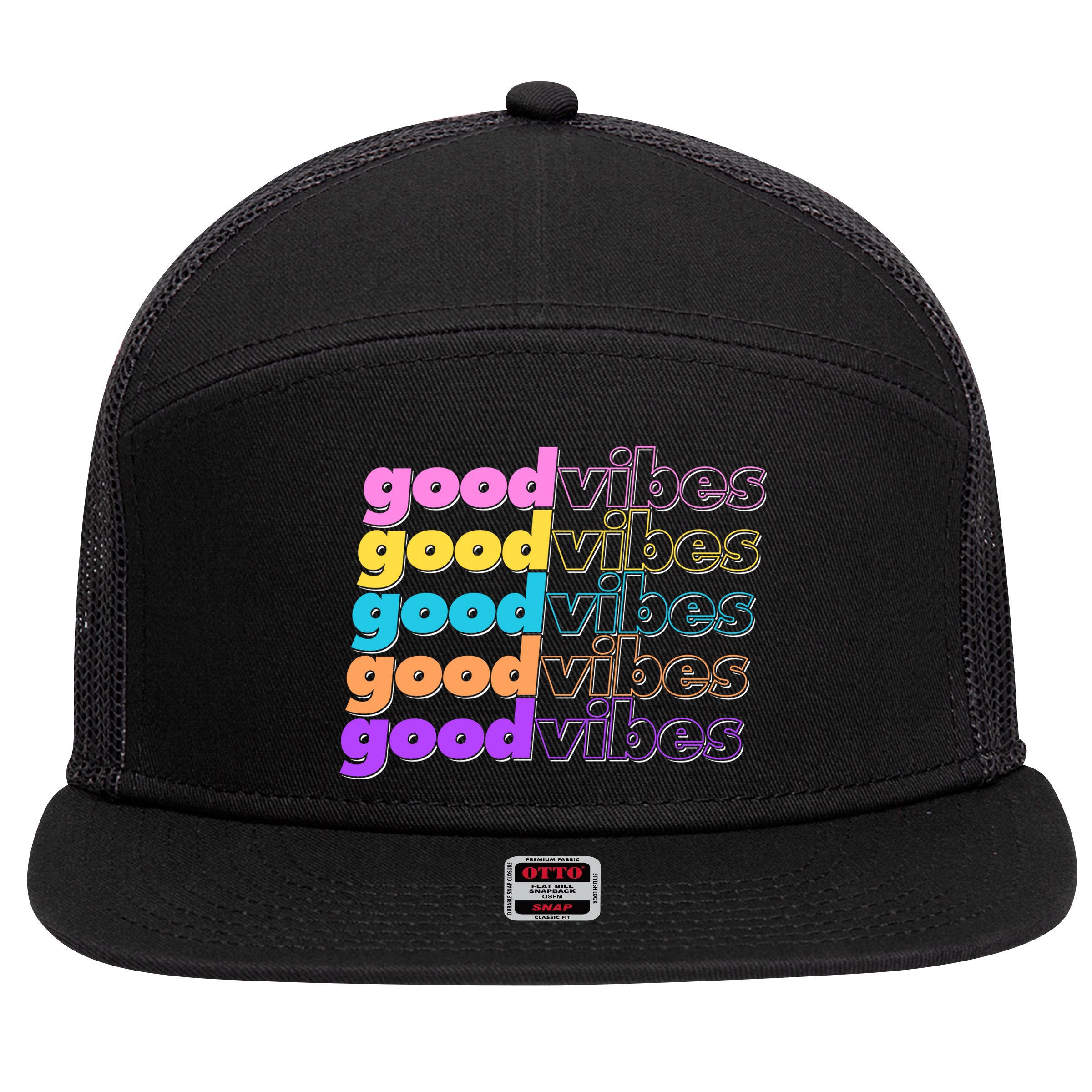 Retro Good Vibes 7 Panel Mesh Trucker Snapback Hat