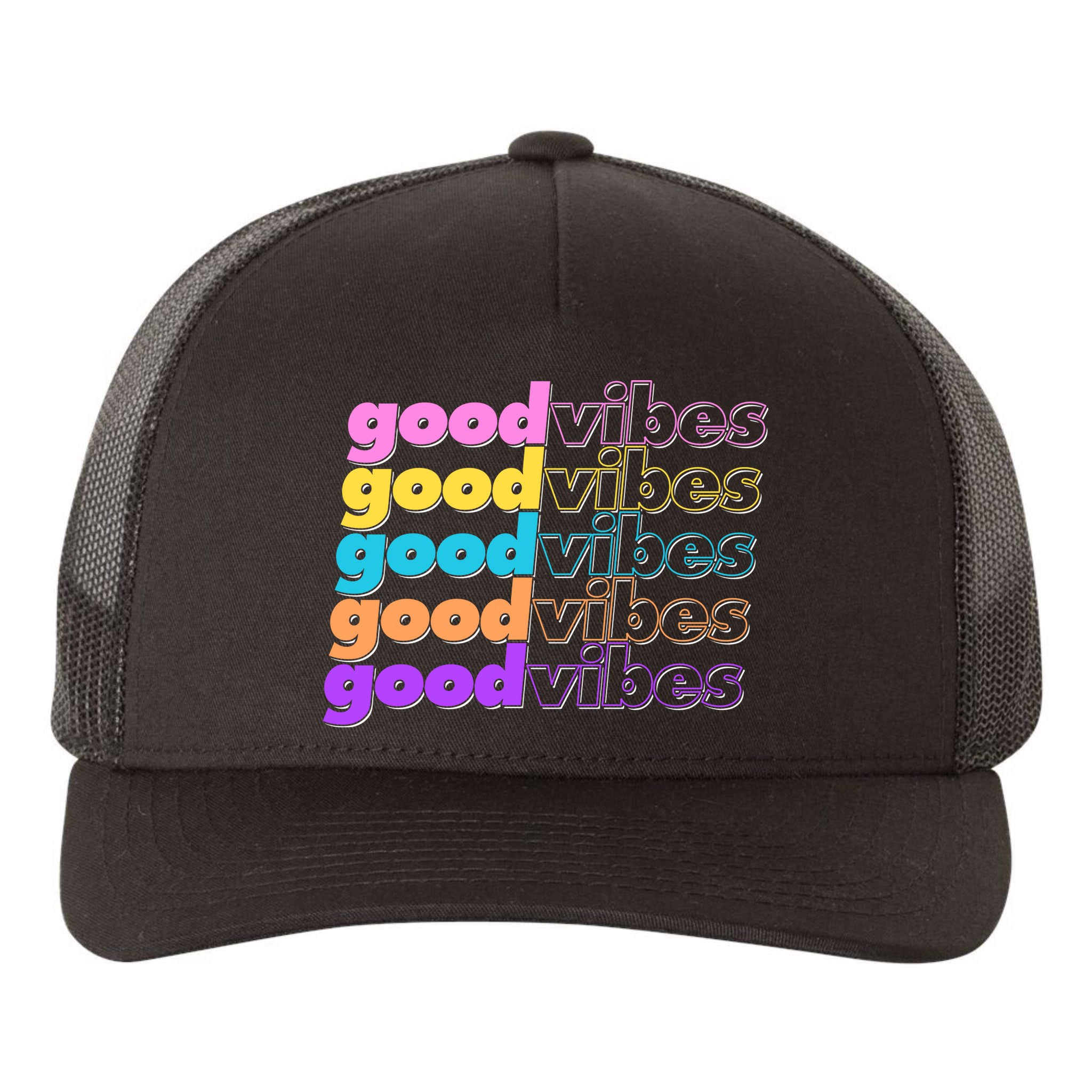 Retro Good Vibes Yupoong Adult 5-Panel Trucker Hat
