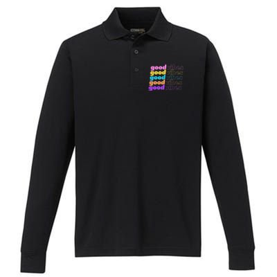 Retro Good Vibes Performance Long Sleeve Polo