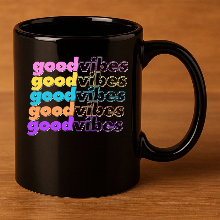 Retro Good Vibes 11oz C Handle Ceramic Mug