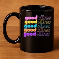 Retro Good Vibes 11oz C Handle Ceramic Mug