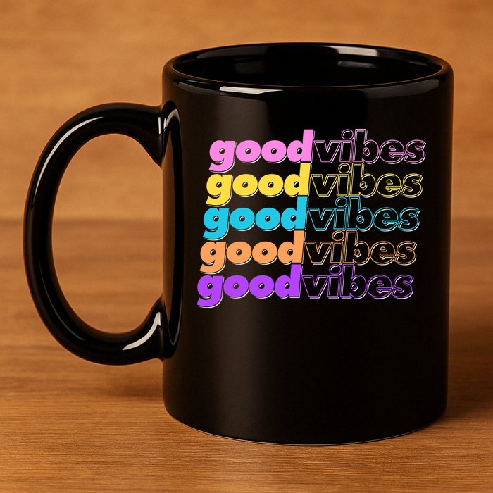 Retro Good Vibes 11oz C Handle Ceramic Mug