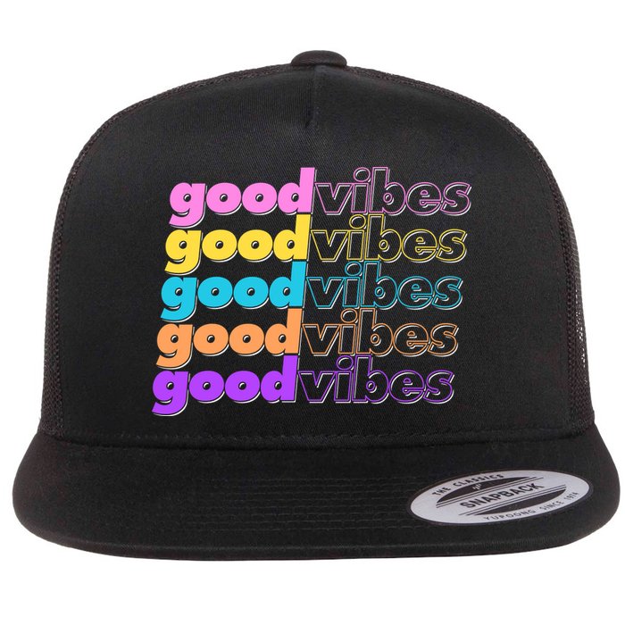 Retro Good Vibes Flat Bill Trucker Hat