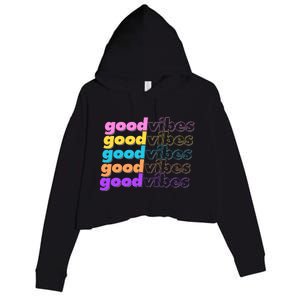 Retro Good Vibes Crop Fleece Hoodie