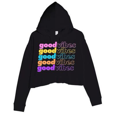 Retro Good Vibes Crop Fleece Hoodie