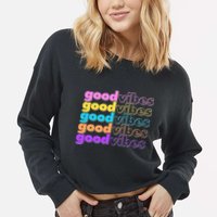 Retro Good Vibes Cropped Pullover Crew