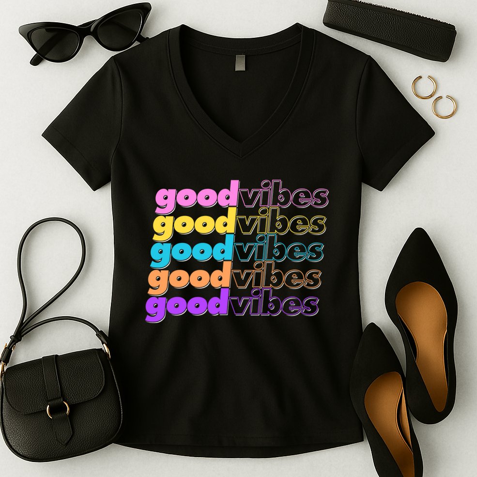 Retro Good Vibes Women's V-Neck T-Shirt