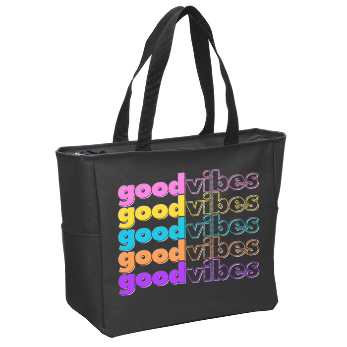 Retro Good Vibes Zip Tote Bag