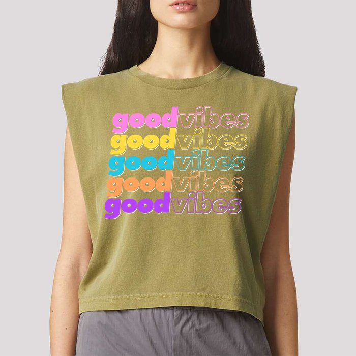 Retro Good Vibes Garment-Dyed Women's Muscle Tee