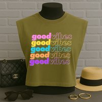 Retro Good Vibes Garment-Dyed Women's Muscle Tee