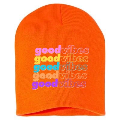 Retro Good Vibes Short Acrylic Beanie