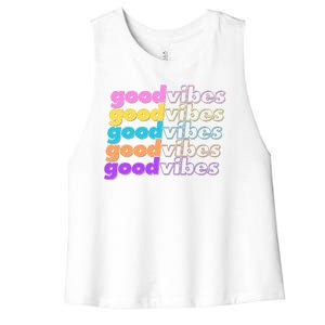 Retro Good Vibes Women's Racerback Cropped Tank