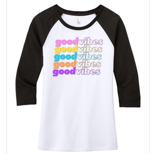 Retro Good Vibes Women's Tri-Blend 3/4-Sleeve Raglan Shirt