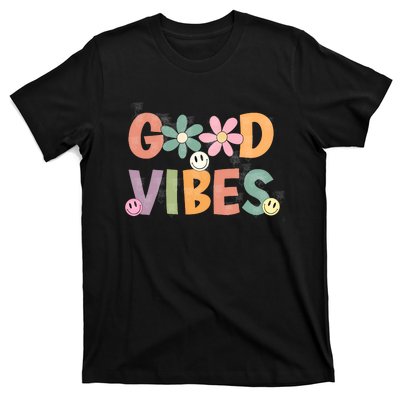 Retro Good Vibes Groovy Smiley Face T-Shirt