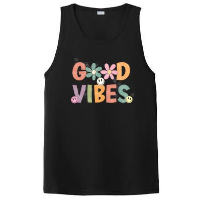 Retro Good Vibes Groovy Smiley Face PosiCharge Competitor Tank