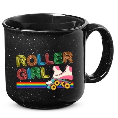 Roller Girl Vintage Seventies 70's Cool Retro Skates Skating 15oz Campfire Ceramic Mug