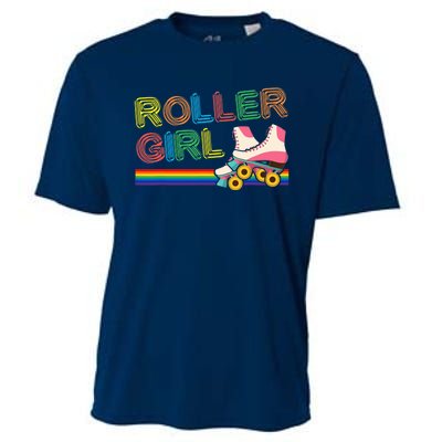 Roller Girl Vintage Seventies 70's Cool Retro Skates Skating Cooling Performance Crew T-Shirt