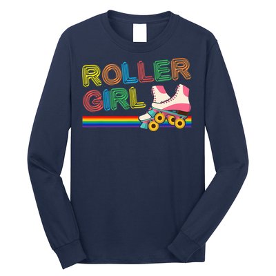 Roller Girl Vintage Seventies 70's Cool Retro Skates Skating Long Sleeve Shirt