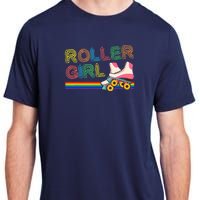 Roller Girl Vintage Seventies 70's Cool Retro Skates Skating Adult ChromaSoft Performance T-Shirt