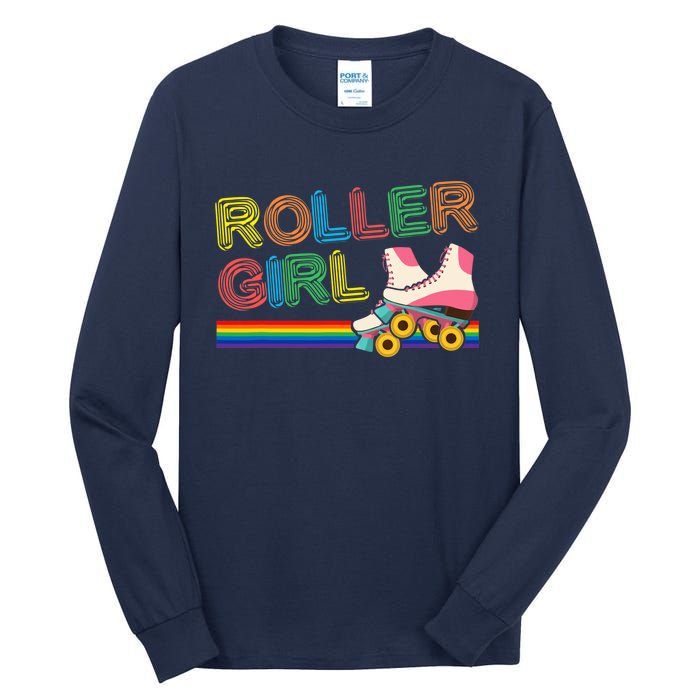 Roller Girl Vintage Seventies 70's Cool Retro Skates Skating Tall Long Sleeve T-Shirt