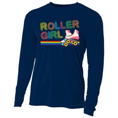 Roller Girl Vintage Seventies 70's Cool Retro Skates Skating Cooling Performance Long Sleeve Crew