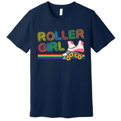 Roller Girl Vintage Seventies 70's Cool Retro Skates Skating Premium T-Shirt