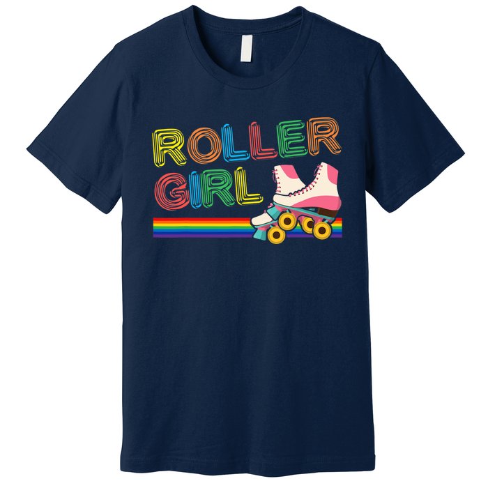 Roller Girl Vintage Seventies 70's Cool Retro Skates Skating Premium T-Shirt