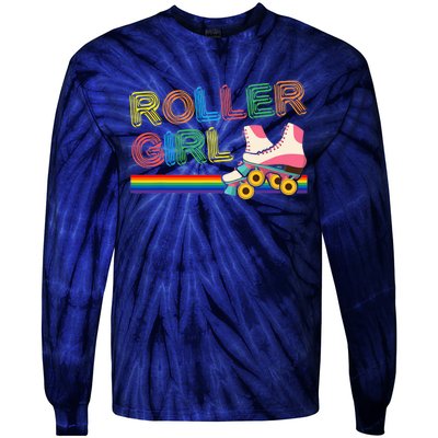 Roller Girl Vintage Seventies 70's Cool Retro Skates Skating Tie-Dye Long Sleeve Shirt