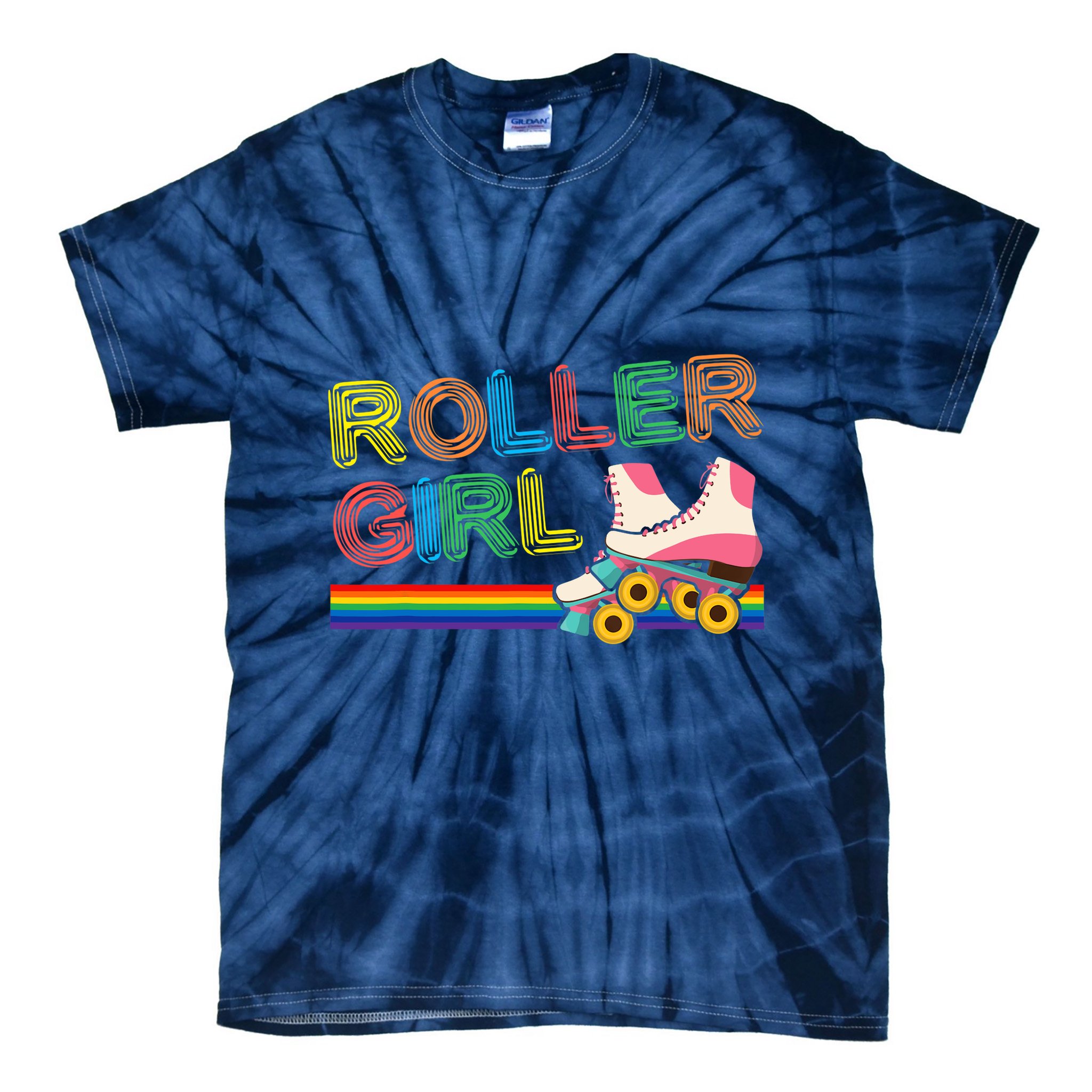Roller Girl Vintage Seventies 70's Cool Retro Skates Skating Tie-Dye T-Shirt