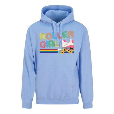 Roller Girl Vintage Seventies 70's Cool Retro Skates Skating Unisex Surf Hoodie