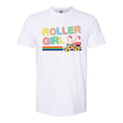 Roller Girl Vintage Seventies 70's Cool Retro Skates Skating Softstyle CVC T-Shirt