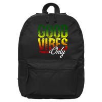 Reggae Good Vibes Only Jamaica One Love Rasta 16 in Basic Backpack