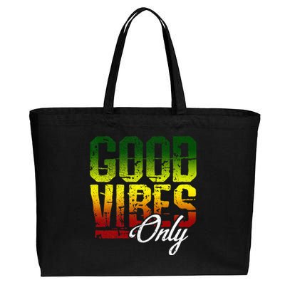 Reggae Good Vibes Only Jamaica One Love Rasta Cotton Canvas Jumbo Tote