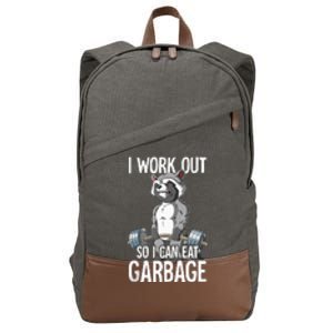 Raccoon Gym Weight Training I Work Out So I Can Eat Garbage Cotton Canvas Backpack