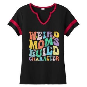 Retro Groovy Weird Moms Build Character 2024 MotherS Day Ladies Halftime Notch Neck Tee