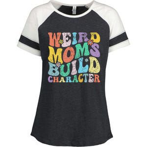 Retro Groovy Weird Moms Build Character 2024 MotherS Day Enza Ladies Jersey Colorblock Tee