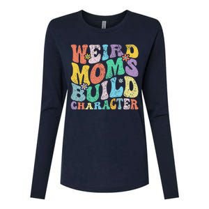 Retro Groovy Weird Moms Build Character 2024 MotherS Day Womens Cotton Relaxed Long Sleeve T-Shirt