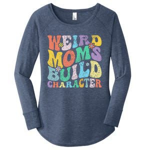 Retro Groovy Weird Moms Build Character 2024 MotherS Day Women's Perfect Tri Tunic Long Sleeve Shirt