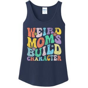 Retro Groovy Weird Moms Build Character 2024 MotherS Day Ladies Essential Tank