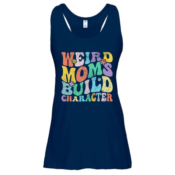 Retro Groovy Weird Moms Build Character 2024 MotherS Day Ladies Essential Flowy Tank