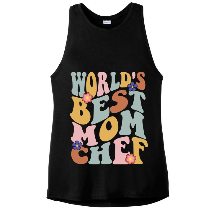 Retro Groovy Worlds Best Mom Chef Groovy Baking Mom Gift Ladies PosiCharge Tri-Blend Wicking Tank