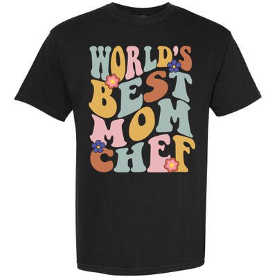 Retro Groovy Worlds Best Mom Chef Groovy Baking Mom Gift Garment-Dyed Heavyweight T-Shirt