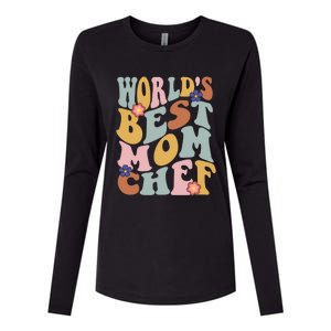 Retro Groovy Worlds Best Mom Chef Groovy Baking Mom Gift Womens Cotton Relaxed Long Sleeve T-Shirt