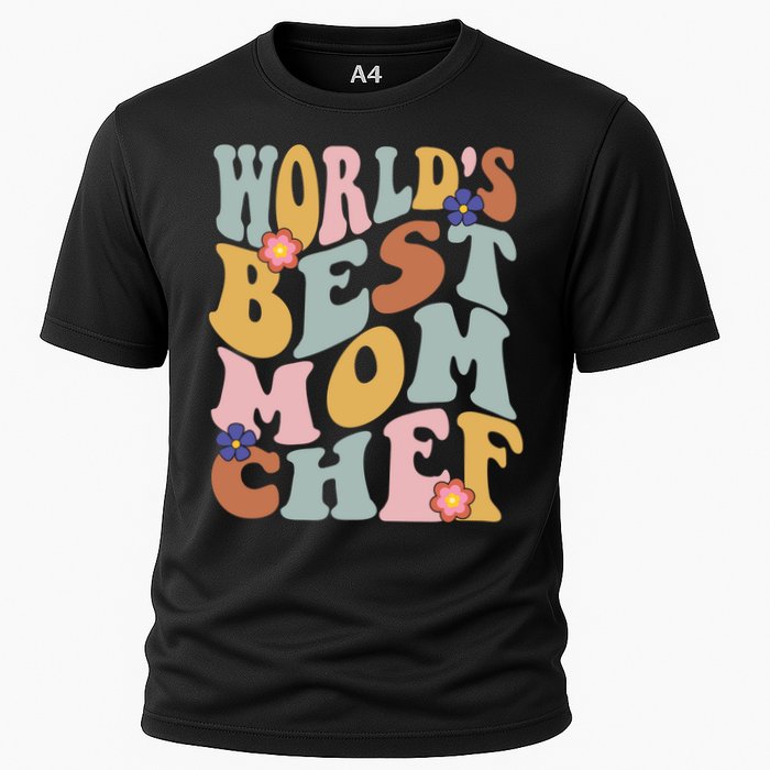 Retro Groovy Worlds Best Mom Chef Groovy Baking Mom Gift Cooling Performance Crew T-Shirt