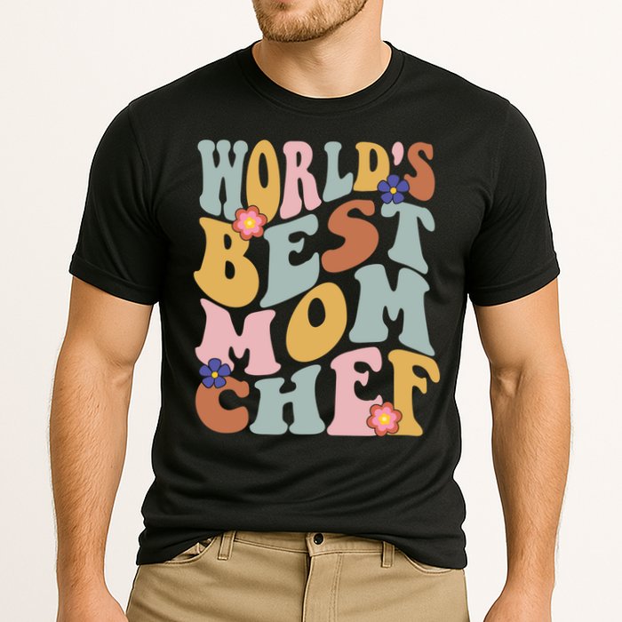 Retro Groovy Worlds Best Mom Chef Groovy Baking Mom Gift Cooling Performance Crew T-Shirt
