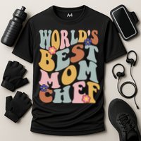 Retro Groovy Worlds Best Mom Chef Groovy Baking Mom Gift Cooling Performance Crew T-Shirt