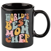 Retro Groovy Worlds Best Mom Chef Groovy Baking Mom Gift 11oz C Handle Ceramic Mug