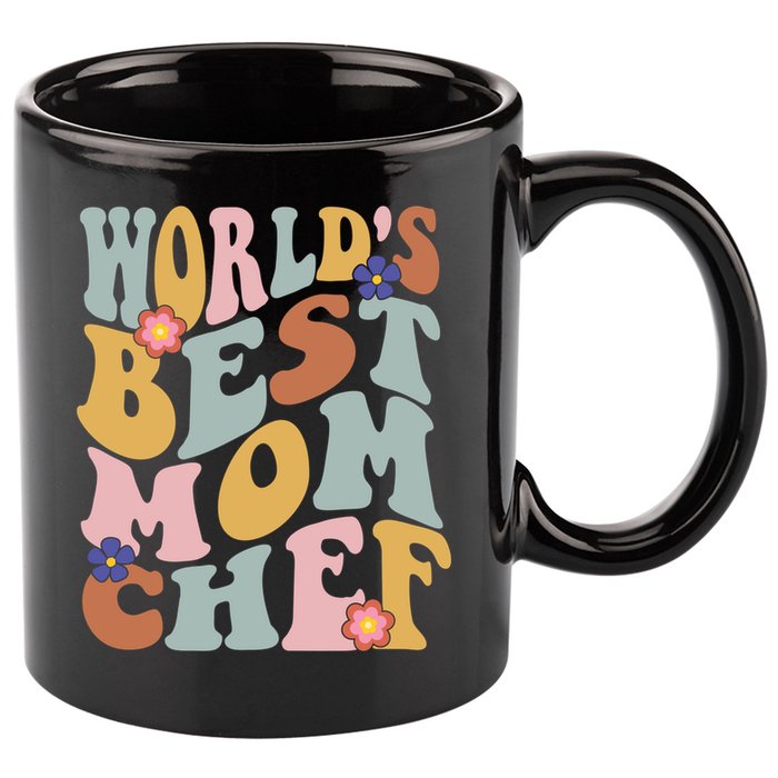 Retro Groovy Worlds Best Mom Chef Groovy Baking Mom Gift 11oz C Handle Ceramic Mug