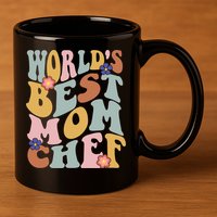Retro Groovy Worlds Best Mom Chef Groovy Baking Mom Gift 11oz C Handle Ceramic Mug