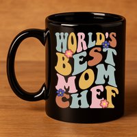 Retro Groovy Worlds Best Mom Chef Groovy Baking Mom Gift 11oz C Handle Ceramic Mug